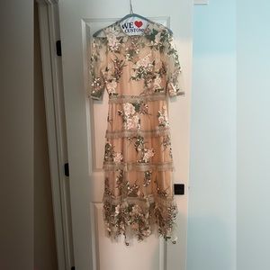 Red Dress Boutique Nude Floral Embroidered Midi Dress